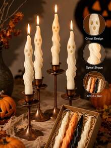 2pcs Halloween Long Ghost Pillar Scented Candles, Fun Creative Atmosphere Decor, White Mummy Shaped Handmade Soy Wax Candles, Suitable For Halloween Party, Home Decor, Holiday Gift Candles, Suitable For Halloween, Theme Party, Autumn Home Decor, Scene Atmosphere Arrangement, Bedroom Room Decor, Holiday Essential, Gift For Men, Birthday Gift For Women, Summer Decor, Classroom Decor, Birthday Gift, Home Decor, Gift For Women, Gift For Men, Home Accessories, Halloween Decorations - Multicolor - View 1