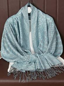 A Women's Cashew Pattern Stylish Warm Printed Scarf Classic Paisley Hijab And Shawl Hijab For Abaya - Baby Blue - View 3