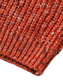 VINOVA Women's Knitted V-Neck Lantern Sleeve Loose Cardigan, Orange Sweater, 2026 Autumn/Winter, Office Fashion, Casual, Basic Top - Orange - View 11