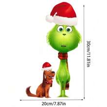 The Grinch 1pc Christmas Car Decor Sticker, PVC Car Body Decor Sticker, Home Decor Sticker, Door Decor Sticker, Wall Decor Sticker, Bathroom Decor Sticker, Party Decor Sticker, Store Glass Door Sticker, Restaurant Decor Sticker, Christmas Gift, Halloween Costume Prop - Multi-color - View 5