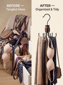 1-2 Pcs Belt Rack, Wardrobe Belt Storage Rack, 360° Rotating, Space-Saving Uitable For Storing Bras, Tank Tops, Scarves, Wallets Creative Rotatable Multifunctional Six-Claw Hook, Suitable For Halloween, Christmas, Thanksgiving Parties - Multicolor - View 6