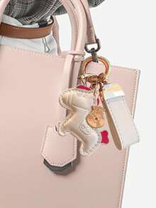 Creative Pony Leather Pendant Lucky Gold Ingot Horse Shaped Bag Accessory Gold Buckle Handbag Keychain - Multicolor - View 2