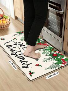 1/2pcs Christmas Kitchen Decor Rug, Christmas Floral & Santa Claus Pattern Winter Kitchen Rug And Mat, Non-Slip Washable Absorbent Kitchen Accessories Decor Mat, Christmas Holiday Gift! - Multicolor - View 16
