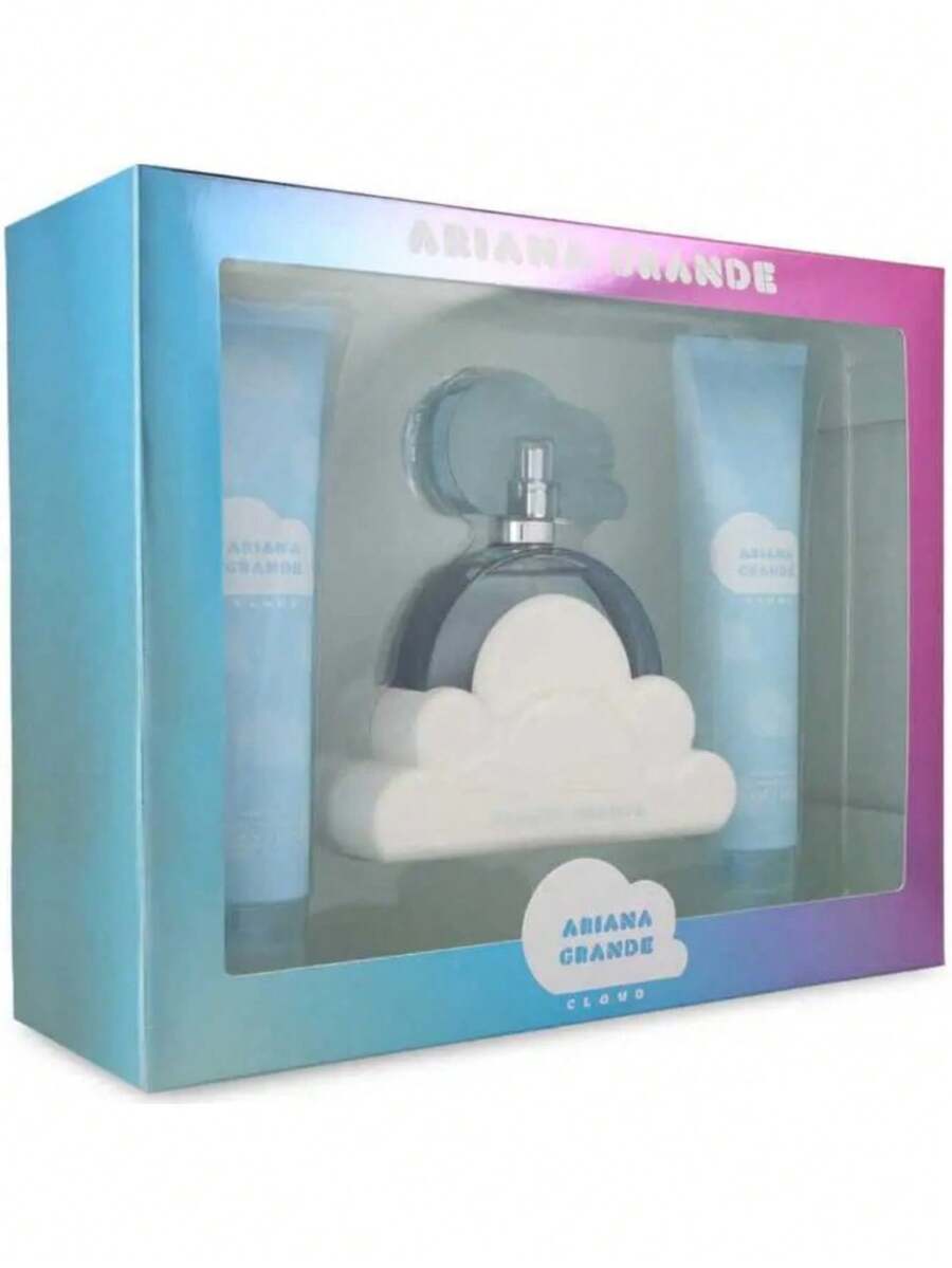 Ariana Grande Cloud Gift Set 100ml EDP Spray + 100ml Souffle + 100ml Shower Gel - Floral Fruity - View 1
