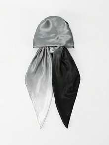 1PC Women's Fashion Gradient Print Headscarf Hat, Luxury Smooth Glossy Slouchy Wear Instant Hijab, Suitable For Daily Use - Black and Gray - View 4