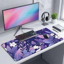 Purple Floral Pattern Gaming Mouse Pad, Non-Slip Rubber Desk Mat, Smooth Glide Surface, Suitable For Computer Laptop Office Home, Elegant Abstract Art Decor, Back To School Supplies - B - View 4