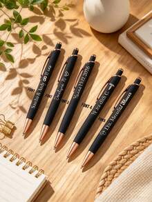 Customized Name Personalized Metal Pen, Customized Fountain Pen, Matte Texture Ballpoint Pen, Blue Ink, Elegant Gift Suitable For Office, Birthday And Events - Sets - View 4