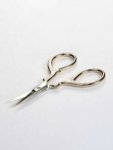 1pc Stainless Steel Embossed Beauty Eyebrow Scissors - Gold - View 2