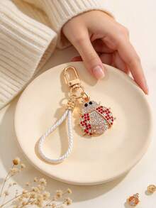 1pc Fashionable Korean Style Exquisite Gorgeous Cute Insect Beetle Keychain Bag Pendant, Suitable For Women's Car Keys Bag Decoration And Gift Giving - Gold - View 1