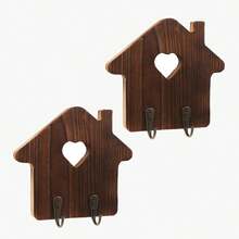 Wooden Key Holder With 2 Hooks, Wall MountedOrganizer Rack | Entryway,Front Door, Hallway, OfficeUse, Metal Hook Details,Decorative Touch, SturdySpace-Saving Design - View 10