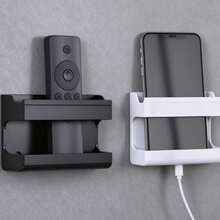 2件裝壁掛式遙控器收納盒，手機充電支架，封閉式收納架，免鑽孔遙控器插座整理盒，遙控器盒，手機架，適用於臥室、浴室、客廳、廚房、辦公室收納 - 彩色 - 查看 13