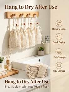 10/5/1pc Kantong Sabun Sisal Alami, Jaring Penyimpanan Sabun Gantung yang Dapat Digunakan Kembali, Penggunaan Ganda di Rumah & Perjalanan, Aksesori Mandi Pengelupas Lembut, Mencegah Pemborosan Sabun, Desain Tali Serut Tahan Lama untuk Memudahkan Penggantungan dan Pengeringan - Krem - View 4