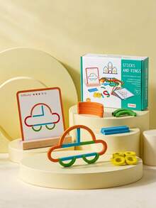 Wooden Color Block Ring Puzzle For Preschool Learning, Creative Building, And Kids'room Decor. - Multicolor - View 2
