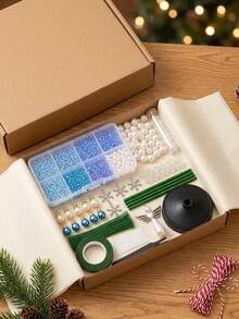 1pc DIY Beaded Christmas Tree Craft Kit, Snowflake Charms, Pearl Beads, Mini Ornaments, Handmade Tabletop Holiday Decoration For Christmas Home Decor, Mantel Display, Festive Party Decor,Holiday Gift,Halloween,Halloween Deorations - DIY Christmas Tree Kit - View 8