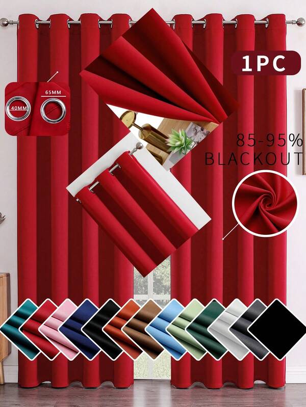 1pc Solid Color Curtain Fabric. The Curtain Can Block Sunlight And UV Rays, Insulate Against Summer Heat And Winter Cold, Balance Room Temperature, And Reduce Energy Costs. It Reduces External Noise, Protects Your Privacy, And Creates A Good Working And Sleeping Environment. Each Curtain Has 6-8 Silver Metal Grommets At The Top. Easily Matches Standard Curtain Rods. Easy To Hang And Slide Smoothly. Perfect For Office, Bedroom, Living Room.
