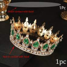 1pc Rhinestone Baroque Style Beauty Pageant Crown, Shiny Princess/Queen Cake Topper Decoration - Multicolor - View 11