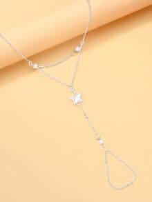 1pc Women's Pentagram Pearl Hand Chain, Adjustable Finger-Linked Hand Jewelry, Suitable For Women's Gift And Daily Wear - Five-pointed Star - View 9