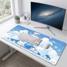Cute Cartoon Cloud Water Bottle Pattern Gaming Mouse Pad, Non-Slip Rubber Desk Mat, Smooth Sliding Surface, Suitable For PC Laptop Office Home, Kawaii Abstract Art Decor, Back To School Supplies - B - View 5