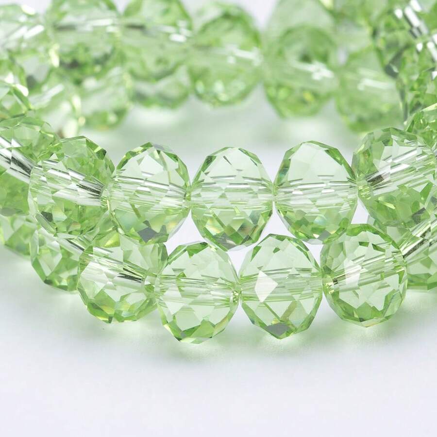 珠飾手工DIY用扁圓玻璃珠 8mm/6mm/4mm (60/80/115顆) 可重複使用散珠，亮藍綠色手工配件 - 果綠 - 查看 1