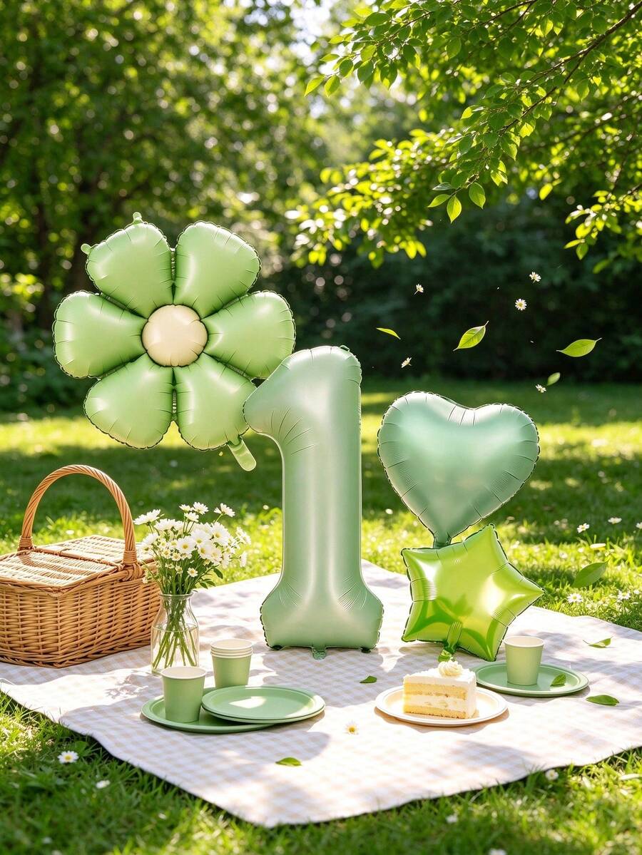 1pc 32 Inch Vintage Foldable Aluminum Foil Number Balloon, Movie Theme Olive Green Number Shape, Individually Packaged, Photo Prop Party Decoration, Suitable For Birthday, Anniversary, Holiday Decoration (0-9 Years, 10 Years, 20 Years) - Number Balloons - View 1