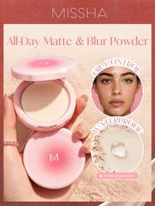 Missha M 2Pcs Flawless Base Makeup Set: Full Coverage BB Cream & Pore-Blurring Setting Powder, Long-Lasting Oil-Control Complexion Bundle - No.21 - Light Beige+Bright Skin Tone - View 4
