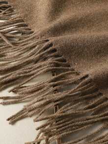 1PC Women's Simple Solid Color Regular Style Faux Cashmere Scarf, Suitable For Seasonal Transitions, Daily Wear, Windproof And Warm - Dark Khaki - View 6