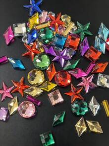 Rhinestone Akrilik Pipih Berkilau, Batu Permata Asimetris Warna Campuran, 50/100/200 buah Aksesori Perhiasan DIY, Cocok untuk Perhiasan dan Dekorasi Buatan Tangan - MultiWarna - View 3