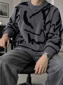 1pc Teen Boy Casual Versatile Outdoor Commute Personalized Sweater, Autumn/Winter - Dark Grey - View 9