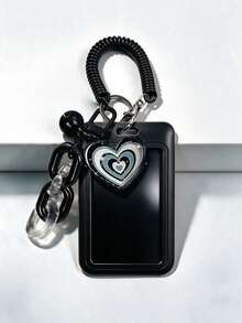 Cute Heart Shaped ID Card Holder With Detachable Slide Cover Clear ID Windo,Retractable Coil Spring Lanyard, For Student ID, Meal Card, Work Pass - Multicolor - View 16
