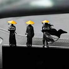 Ancient Style Swordsman Car Ornament, Martial Arts Character Car Interior Decor, Cold River Lonely Shadow Creative Desktop Decoration, Mini Samurai Figurine Ornament, Men's Car Interior Decoration, Creative Small Gift - Multicolor - View 1