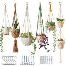 Handmade Bohemian Style Hanging Rope Planter Holder Set, Patterned Hanging Planter, Suitable For Different Size Plant Pots - Multiple Styles - View 13