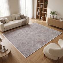 Washable Modern Minimalist Patterned Area Rug – Scandinavian Geometric Design, Contemporary Washable Carpet For Living Room, Bedroom & Home Decor - Mocha Brown - View 3