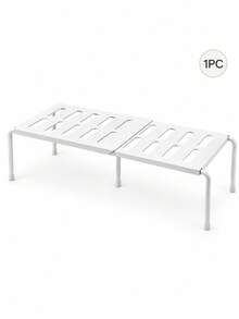 1/2PCS Kitchen Cabinet Shelf Organizer, PP Plastic Countertop Storage Rack, Fixed Or Expandable Options, White Grey Space Saving Stackable Shelf Riser For Pantry, Bathroom & Closet, Thanksgiving Kitchen Organization, Holiday Home Essentials - Multicolor - View 7