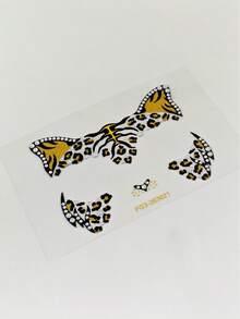 1pc Leopard Animal Face Gem Sticker, Self-Adhesive Glitter Rhinestone Mask Face Decor, Halloween Cosplay, EDM Party Temporary Face Sticker - Multicolor - View 5