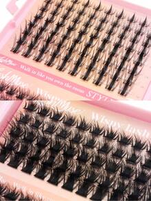 Limete Eyelash Multi-Style Cluster False Eyelash Set, 5 Hair Types With 200D Dense Effect Design, 8-16MM Mixed Lengths With DD Curl, Suitable For Natural Clear, Fluffy Dense, Exquisite Big Eye Looks, Perfect For Daily Makeup, Party Styling, Creative Makeup, Christmas Gift, Halloween Makeup, Valentine's Day Gift - DD - View 7