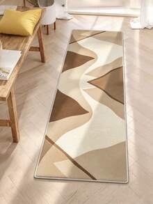 1pc Minimalist Geometric Line Print Pattern, Simple Long Runner Rug, Easy To Clean Long Runner Carpet, Suitable For Kitchen, Dining Room, Hallway, Corridor And Other Indoor Spaces, All Season Use - Maroon - View 14