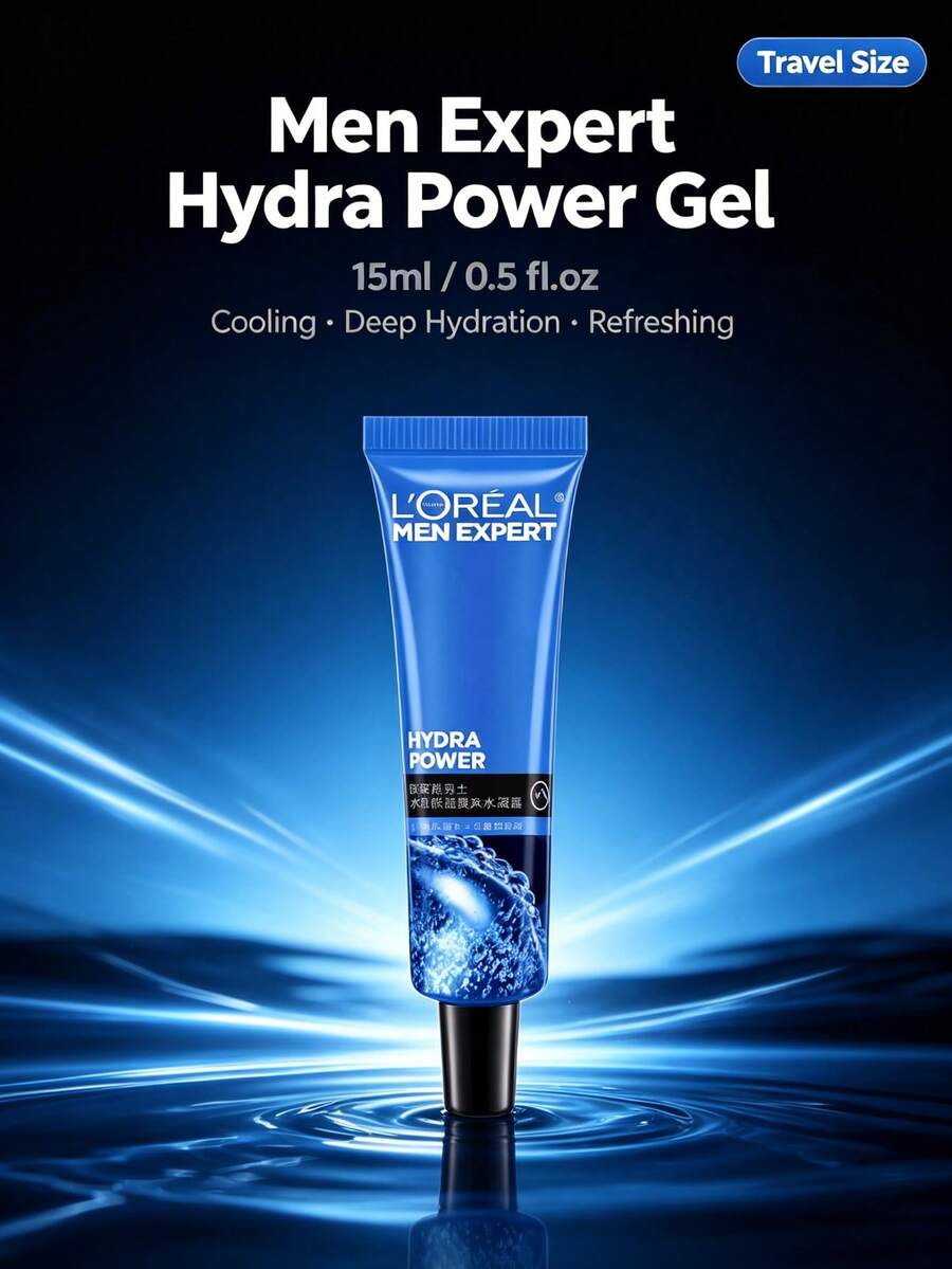 L'Oreal-15ml-Travel Size Men's Water-Based Moisturizing Cooling Gel, Hydrating, Brightening, Soothing And Repairing - 15ml-travel Size - View 1