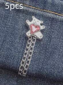 1/3/5pcs Multi-Functional Plastic & Metal Clothing And Trouser Leg Clips, Star-Shaped, Heart-Shaped, And Bow-Knot Faux Pearl Design, Non-Slip Pant Length Adjuster, Prevents Trouser Legs From Dragging On The Ground, Suitable For Jeans, - Multicolor - View 30