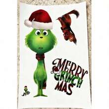 The Grinch 1pc Christmas Car Decor Sticker, PVC Car Body Decor Sticker, Home Decor Sticker, Door Decor Sticker, Wall Decor Sticker, Bathroom Decor Sticker, Party Decor Sticker, Store Glass Door Sticker, Restaurant Decor Sticker, Christmas Gift, Halloween Costume Prop - Multi-color - View 10