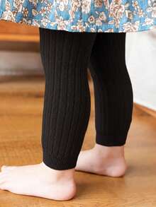 5 Pairs Solid Color Baby Vertical Stripe 9/10 Length Warm Tights - Multicolor - View 6