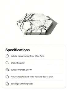 Plum Marble Coaster, 1cm Thick Hexagonal Natural Stone Drink Coaster, Heat-Insulating Tabletop Protector, Suitable For Home Office Decor, Housewarming Gift - Plum - View 10