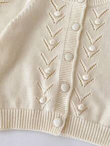 Spring/Autumn New Girls' Clothing, Girls' Knitted Cardigan, Princess Style Leaf Crochet Jacket, Long Sleeve Sweater - Apricot - View 6