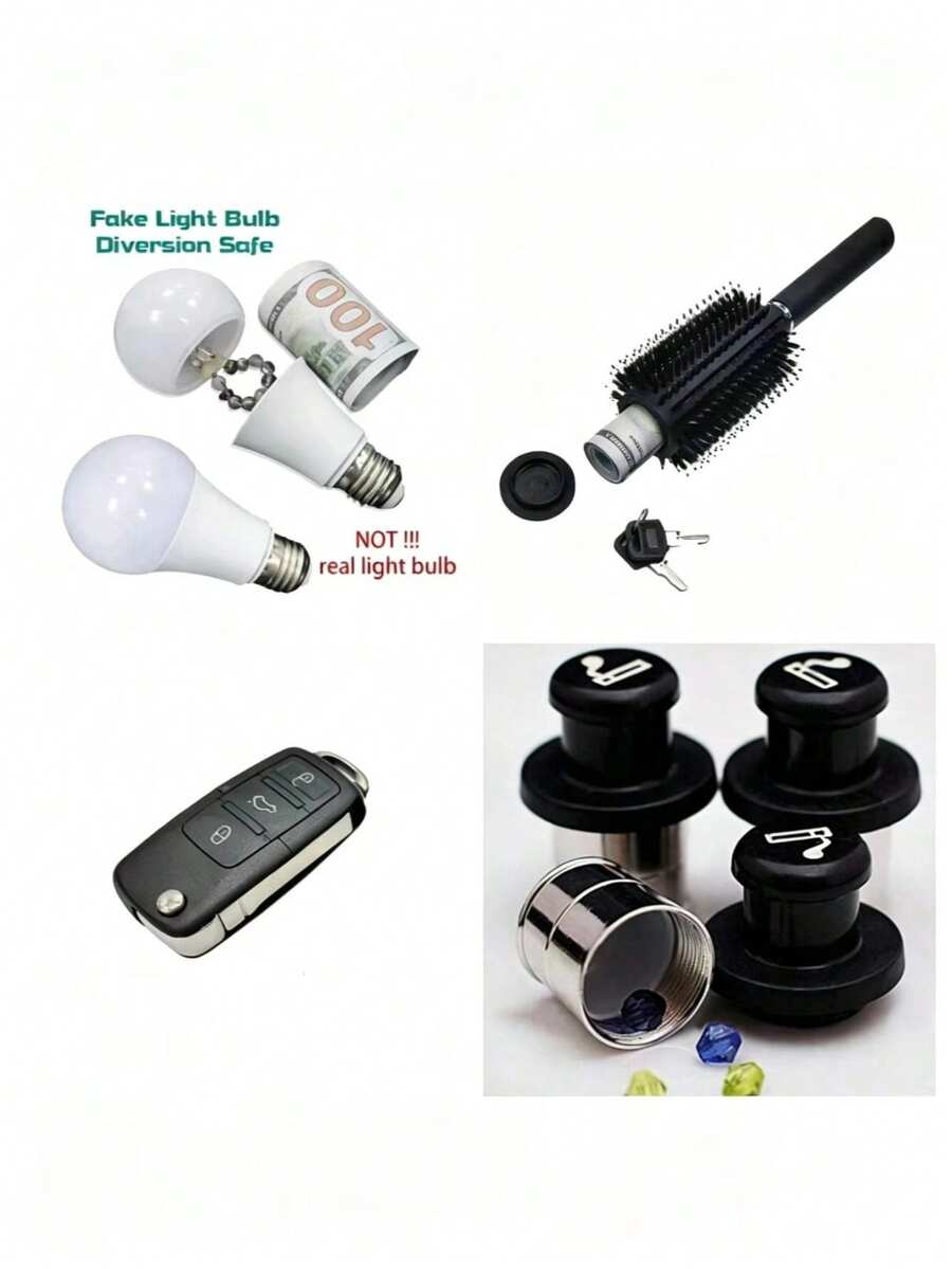 White Hidden Car Key Safe Box, Secret Compartment Storage Box, Decoy Car Key Chain To Hide And Store Cash, Spare Key, Decorative Key Holder In Fake Lightbulb Shape