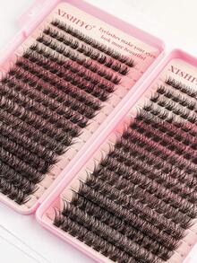 Best-Selling False Eyelashes: 384 Clusters D-Shape Natural Style False Eyelashes, DIY Cluster Design, Lightweight And Soft, Suitable For Various Makeup Looks; Cartoon Style Mixed Length Single Cluster False Eyelashes, Natural Makeup Effect Like Real Eyelashes, Exquisite Craftsmanship - Pink - View 5