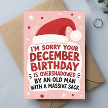 1pc Humorous Christmas Style December Birthday Greeting Card, Holiday Blessing Card, Suitable For December Born, Gift For Friends And Family, Applicable For Birthday, Christmas And All Holiday Celebrations - A - View 3