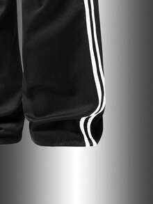 Men's Autumn/Winter Loose Soft Comfortable Breathable Casual Outdoor Hiking Running Striped Jogger Sports Pants - Black - View 6