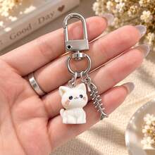 1 buah/2 buah Liontin Hewan Anak Anjing & Kucing Lucu Imitasi Resin Unisex, Gantungan Kunci Aksesori Tulang & Ikan Paduan Logam, Hiasan Tas Hadiah Pasangan, Aksesori Dompet - MultiWarna - View 7