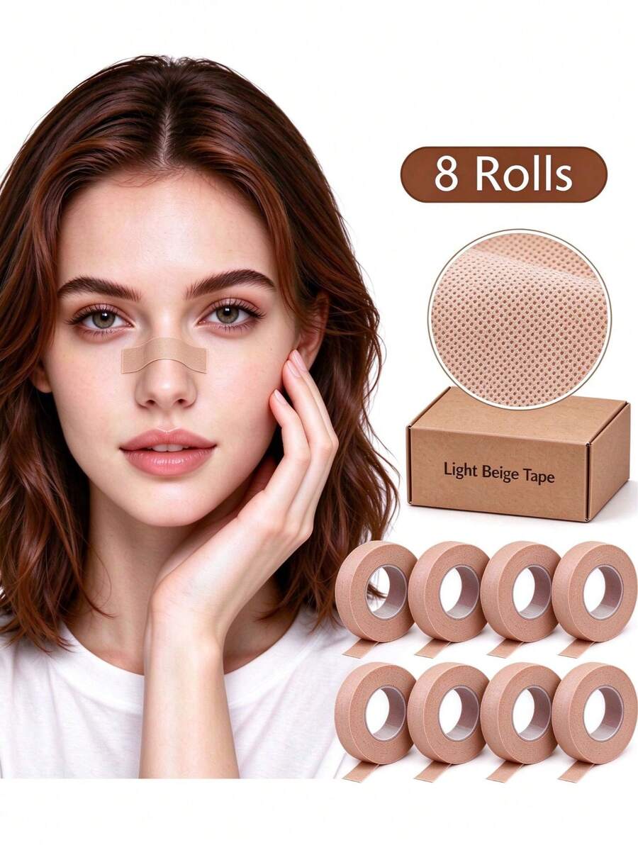 8 Gulungan Plester Hidung Non-Woven untuk Pembentukan Hidung Rhinoplasti, Plester Kertas Hipoalergenik, Plester Mikropori Bernapas, Plester Perekat Warna Krem Muda - cokelat - View 1