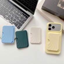 1 cái ví đựng thẻ ảnh Apple bằng silicone gợn sóng, dễ lấy thẻ từ bên cạnh, tương thích với khe thẻ MagSafe từ tính, mặt lưng silicone lỏng màu trơn có keo dán chống sốc - Nhiều màu - Xem 2