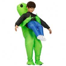 Green Alien Inflatable Monster Kids Halloween Costume Carrying Cosplay - A - View 3